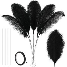 10 PCS 34-Inch Extra Large Black Ostrich Feathers for Tall Vase Decoration