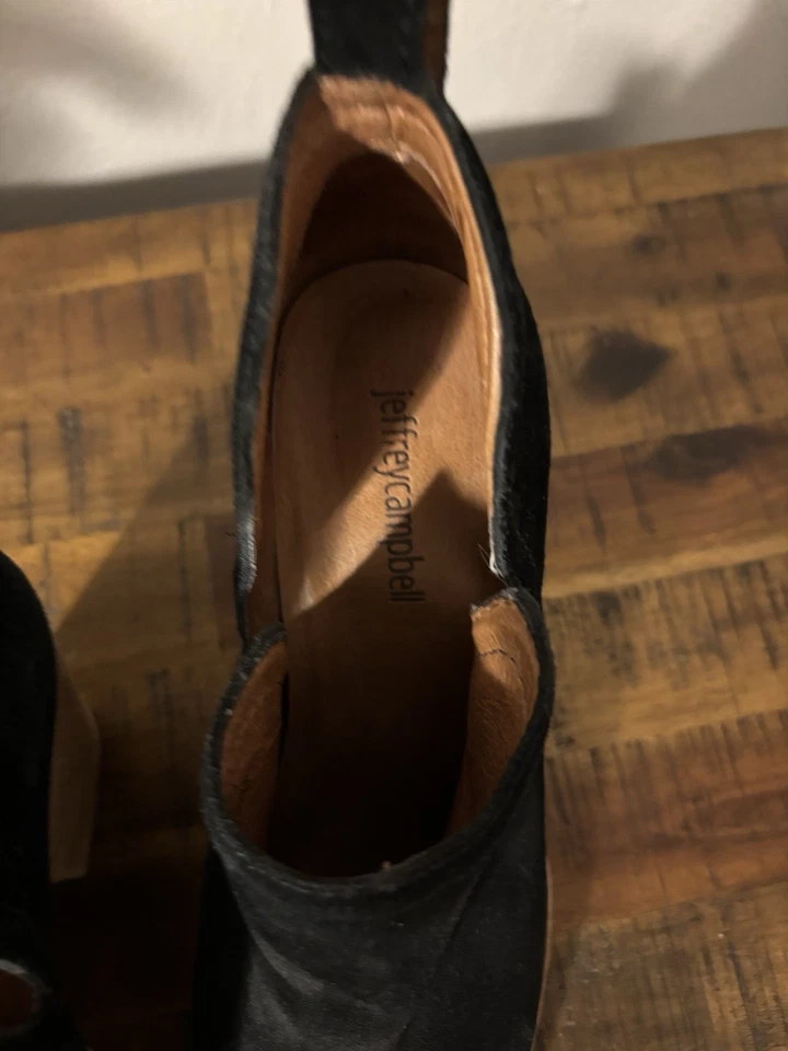 Jeffrey Campbell Womens Ankle Boots 8 Booties Black Leather block heel - Image 4 of 4