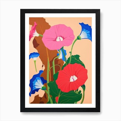 Morning Glories Flower Big Bold Ill Framed Wall Art Poster Canvas Print Picture