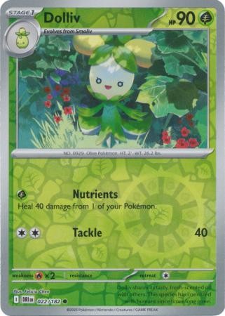 DOLLIV 022/182 DESTINED RIVALS POKEMON (REVERSE HOLO, NM)