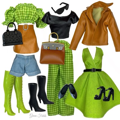 Eledoll CLOTHES Fashion Pack Green Black Caramel GREEN FIELDS Set