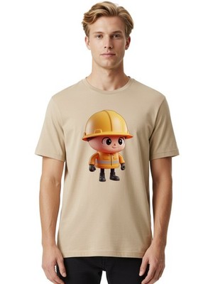 Construction-Worker Mens Graphic Tee, 100% Cotton, Casual Summer Wear