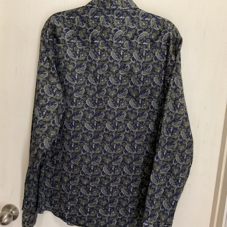 Camisa de manga larga de cachemira azul con cachemira verde mediana para hombre House of Lords Foto 3 de 4