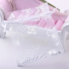 10pcs White Organza Gift Bags Jewelry Bags with Silver Butterfly