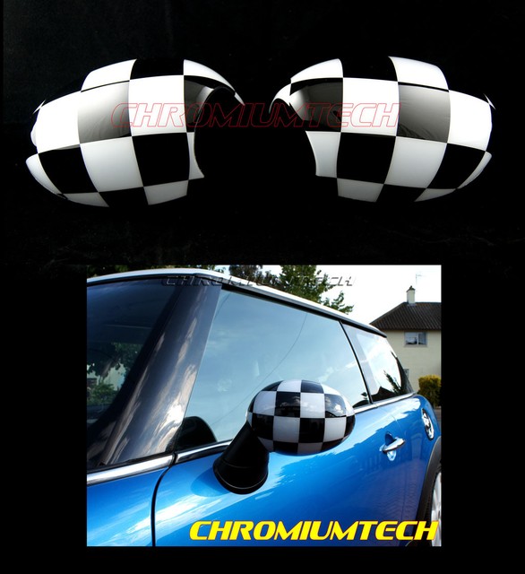 MK1 MINI Cooper/S/ONE R50 R52 R53 Chequered Flag Wing MIRROR Caps Cover for LHD eBay