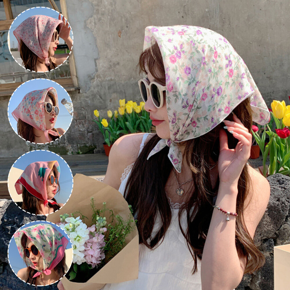 55cm Bandana Square Head Scarf Flower Hairband Scarves Small