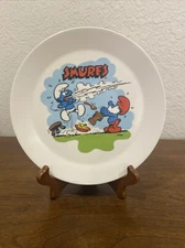 The Smurfs Vintage Plate (1980s) Deka Papa Smurf Peyo SEPP 1200P 8” Diameter