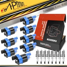 8x Blue Round Ignition Coil & IRIDIUM Spark Plug Kits for Buick GMC Sierra 1500