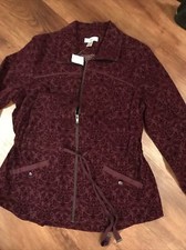 CJ Banks Woman  s Zip Size X 14W Maroon Pockets Lined Jacket. NWT Casual
