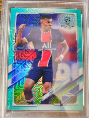 2020-21 Topps UCL Japan Kylian Mbappe Aqua Refractor 39/199 PSA 10