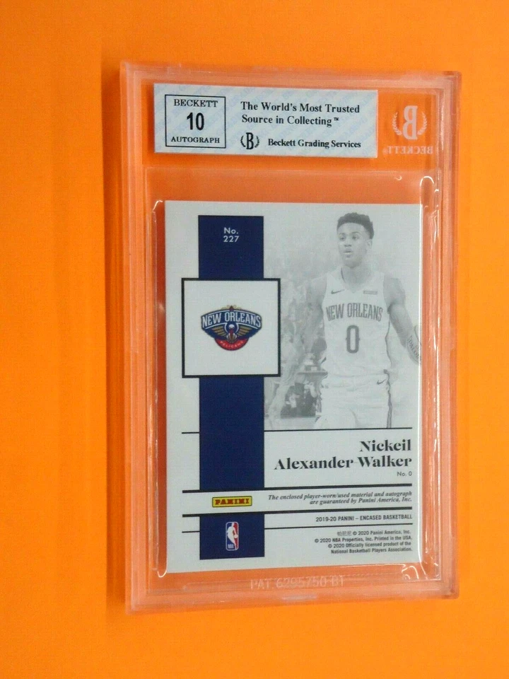 Nickeil Alexander-Walker 2019-20 ENCASED ROOKIE MEM/AUTO 84/99 Card #227 GRADE 8 - Image 2 of 3