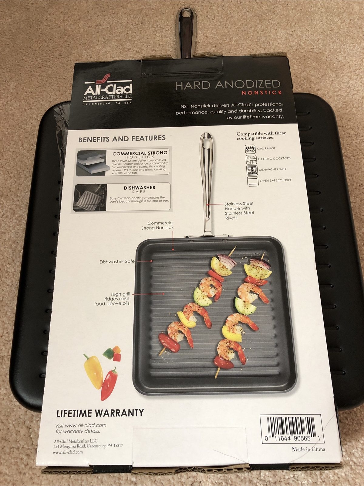 New All Clad NS1 Nonstick 11in Square Grill Pan 1,5 in Depth, Excellent