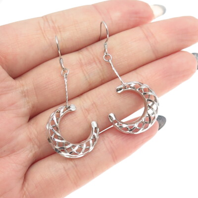 925 Sterling Silber Modernist Halbmond Mond Tropfen Ohrhänger