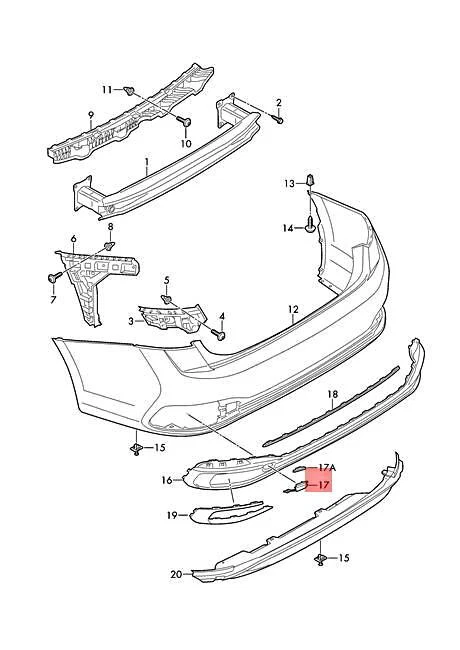 Genuine VW Jetta Vento BU3 BU4 cover for towing eye 17A807441A9B9 