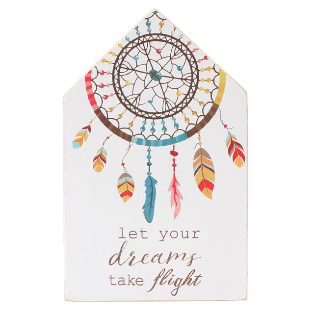 Let Your Dreams Take Flight Dreamcatcher Design Wooden Plaque House Shaped Sign