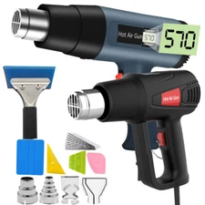 Heat Gun Electric Hot Air Gun Dual Temperature LCD Nozzle +Auto Window Tint Tool