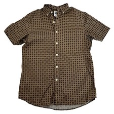 Kennington LTD. California Button Up Shirt Short Sleeve Brown Geometric Size S