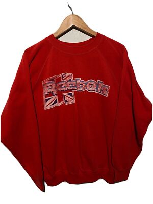 Vintage Reebok Spellout Sweatshirt Size Large Red
