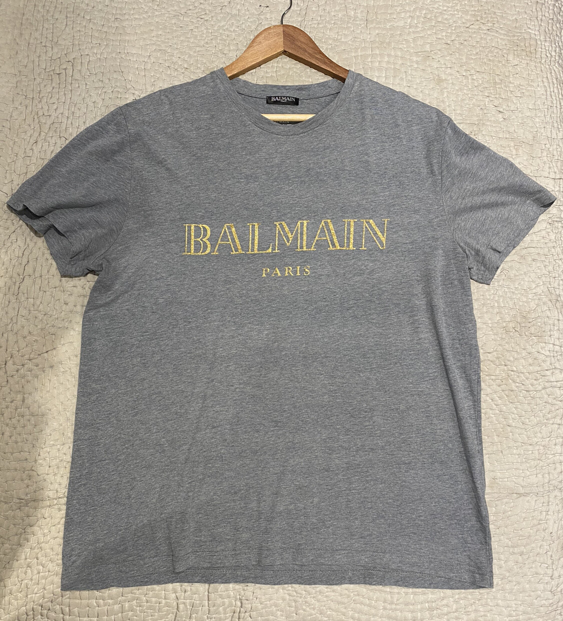 Authentic Men's Grey Balmain Paris With Gold Logo Size XL | eBay