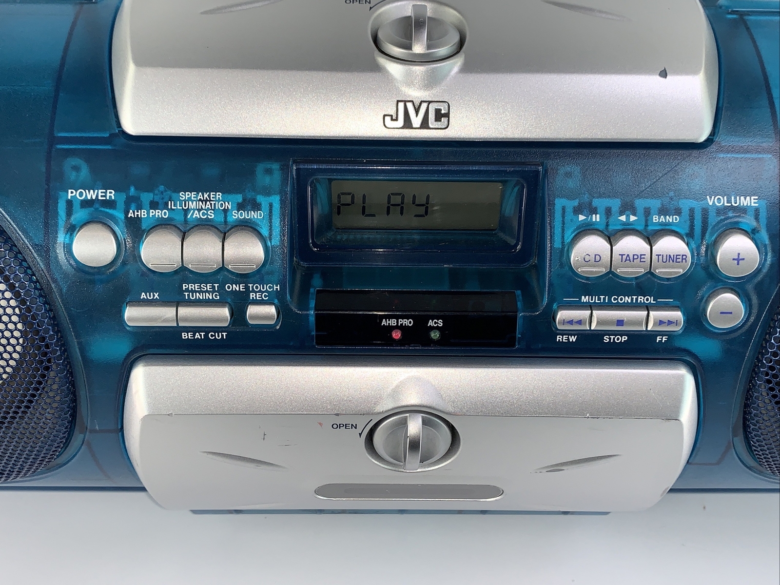 JVC RVB550 Pitch Control Boombox Portable Stereo Blue Aux**READ