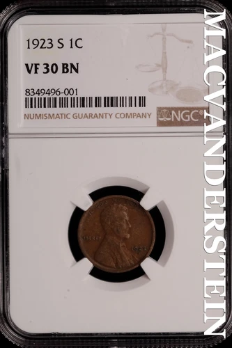 1923-S Lincoln Wheat Cent - NGC VF 30 BN - Scarce  No Reserve  #SLH7
