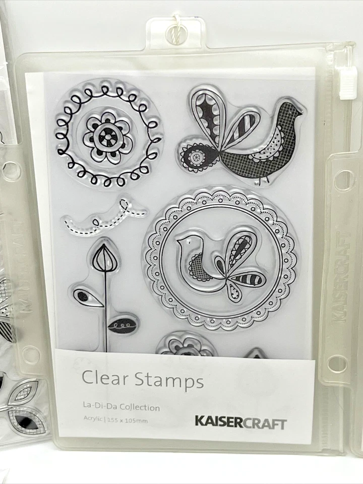 BONITO Lote 8 Juegos de Estampillas Acrílicas Transparentes Kaisercraft Mariposa Hadas Música Encaje Fuente Foto 3 de 4