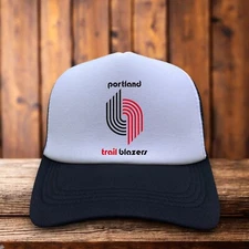Portland Trailblazers Mens Trucker Hat Black Snapback 1970 Throwback Logo Cap