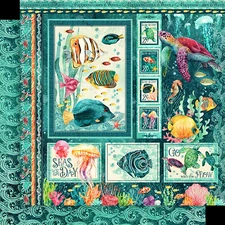 Graphic45 SEAS THE DAY (1 PC) 12x12 TWO-SIDED PRINTED CARDSTOCK