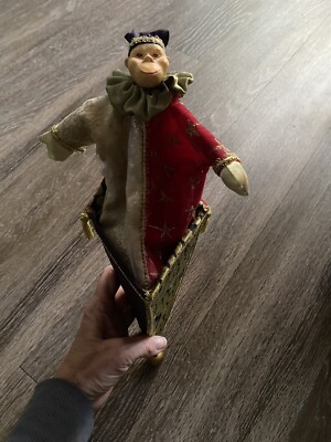 Mark Roberts Collection Jester Monkey Pop-Up Scepter Christmas Ornament Vintage