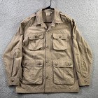 TAG Safari Jacket Mens Large Beige Khaki Field Coat Button Up Travel Photography