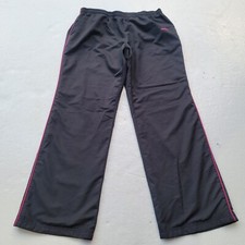 Reebok Women's Athletic Windbreaker Track Black Pink Lined Pants Size Medium