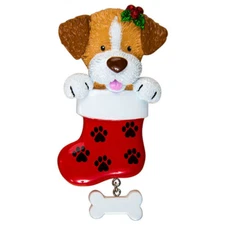 Dog In Stocking Personalized Christmas Tree Ornament