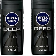 Nivea Deep Clean Shower Gel for Men, 2 X 250 ml