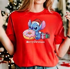 Family matching group t-shirt,Merry santa party xmas tree top, Stitch Santa