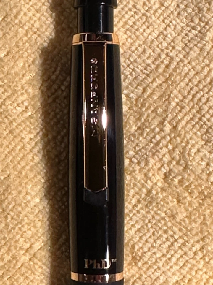 Sanford PhD Gloss Black a 18k Gold plated Gel ink Pen, New (Old Stock) - Image 2 of 4