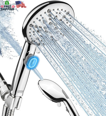High Pressure Handheld Shower Head 9 Function With Pause Button Chrome