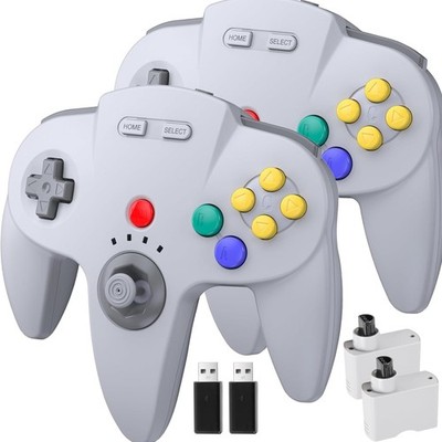 2 Pack N64 Wireless Controller for Switch Games, 2.4GHz N64 Remote Wireless G...