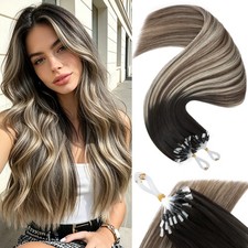 Micro Loop Bread Ring Hair Extensions 100 Real Remy Human Hair Ombre Invisible