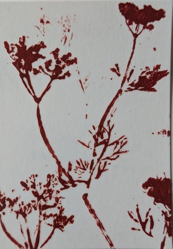 ACEO Art Card Original, Plant Pressing , Acrylic, Botanical, Outsider , Brut Art - Picture 3 of 4