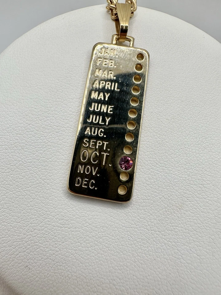 Золотистый октябрь день рождения подвеска розовый камень 18 дюймов ожерелье зодиак календарь читать - Изображение 3 из 4