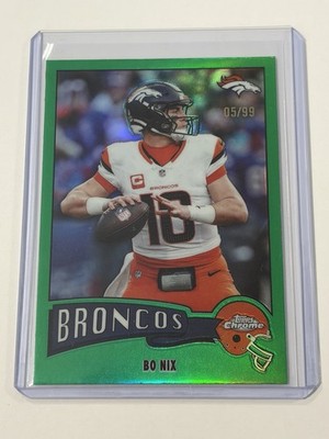 2025 Topps Chrome Bo Nix 1975 Refractor Green /99 #1975-11 Denver Broncos