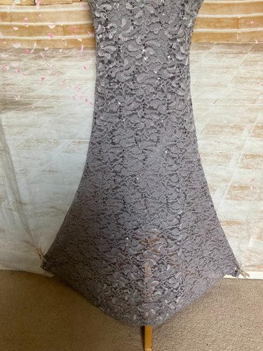 Evening Dress 8 Grey Sequin Fishtail Bardot Stretch Lace Quiz Ballgown Long - Picture 6 of 7