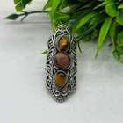 Gemstone Tiger Eye 925 Sterling Silver Vintage-Style Beautiful Women Ring Size 7
