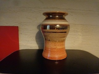 Georges Pelletier vase céramique orange et doré