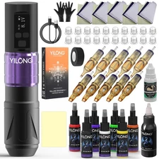 Wireless Tattoo Kit Ninja Tattoo Gun Battery Pen Machine with Needle Paper Ink