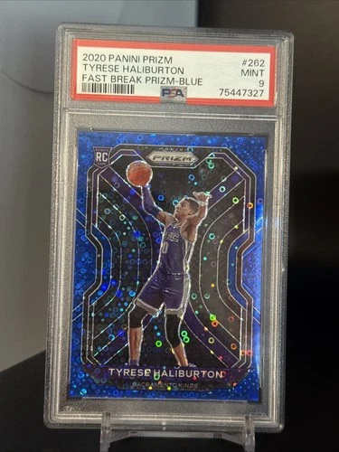 2020-21 Panini Prizm TYRESE HALIBURTON Fast Break Blue /175 - PSA 9 - RC #262