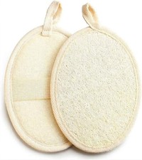 Natural Loofah Sponge Body Scrubber Exfoliator Face Shower 2 Pack 4.3x6.3 Inch