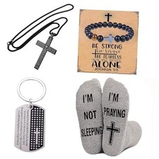 4pcs Christian Gifts for Men - Inspirational Religious Gift for Catholic