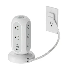 TESSAN Surge Protector Power Strip Tower, 11 Outlets 3 USB (1 USB C), 5FT Cord