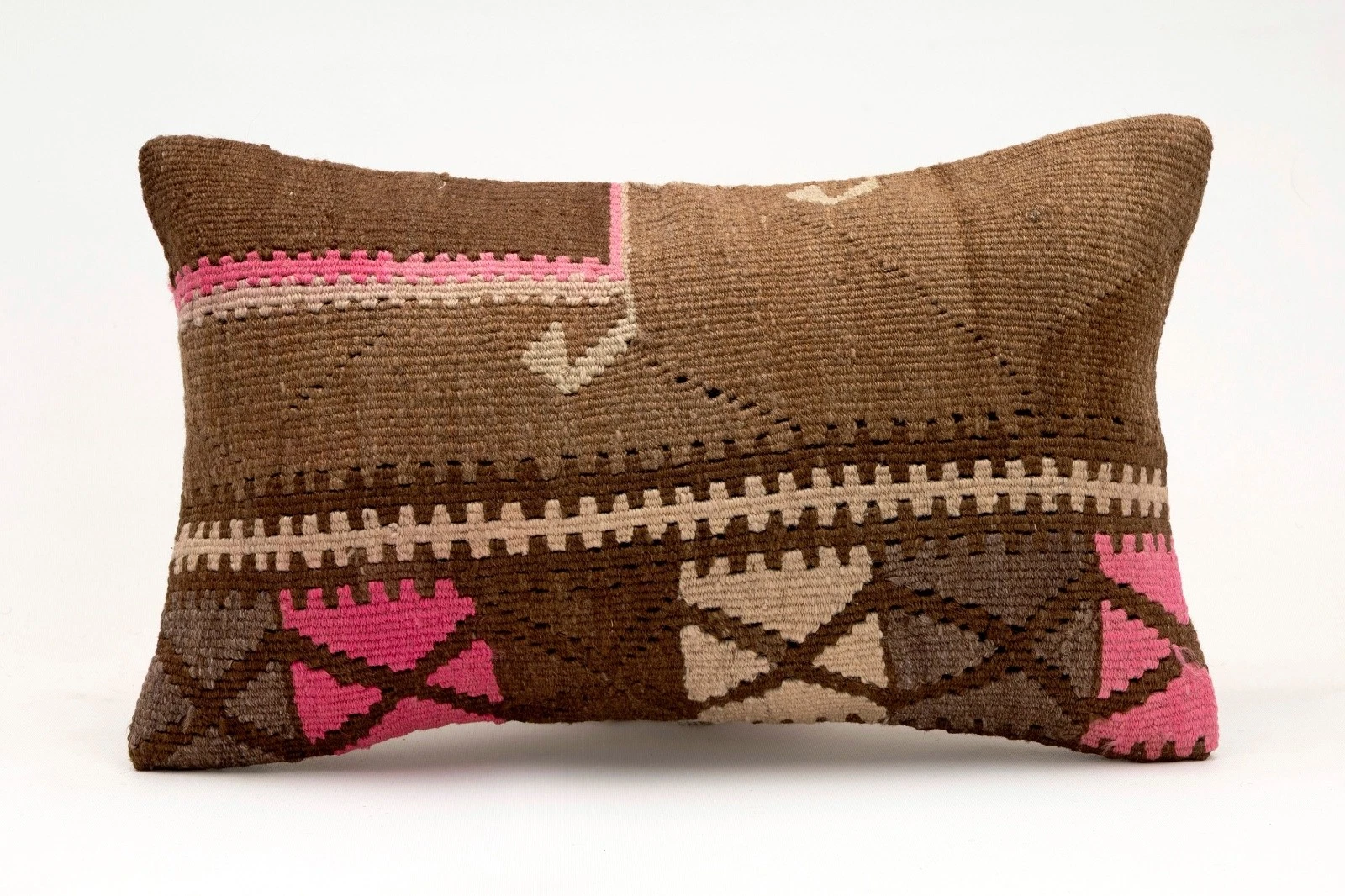 Decorative Pillow Cover, 12x20 in, Turkish Kilim Cushion, Boho Sofa Throw Pillow